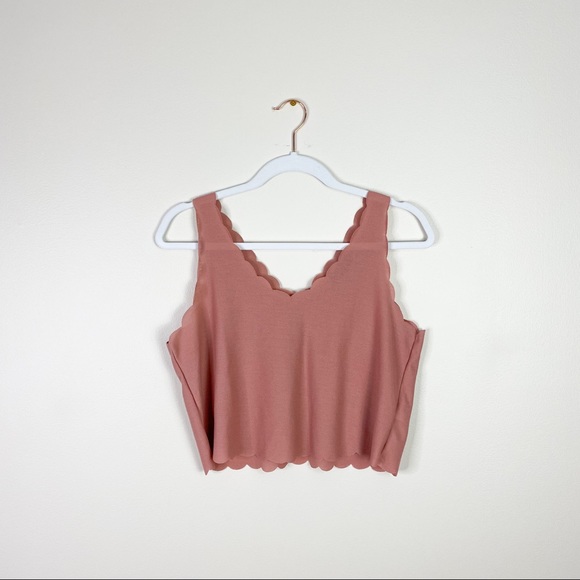 Topshop Tops - TOPSHOP women’s tank top mauve US 6 scallop blouse